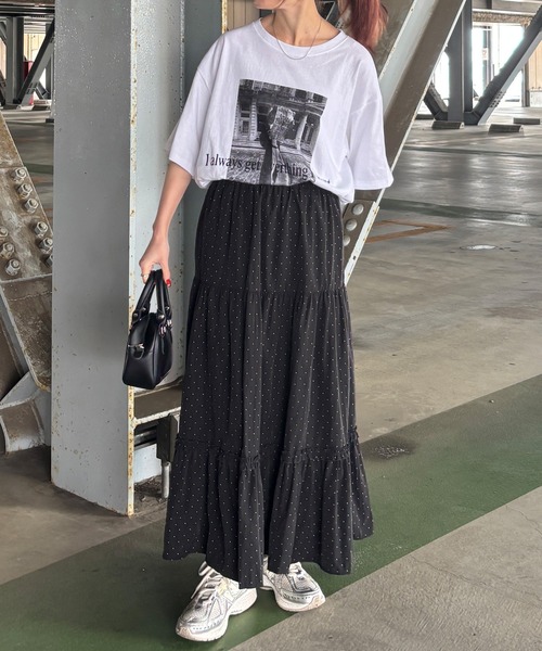 ISOOK(アイスー)の「【ISOOK / アイスー】ドットティアードスカート / ロングスカート マキシスカート フリルスカート 水玉 ZOZOTOWN限定(スカート・レディース・ホワイト/ブラック・FREE)」の8枚目の写真