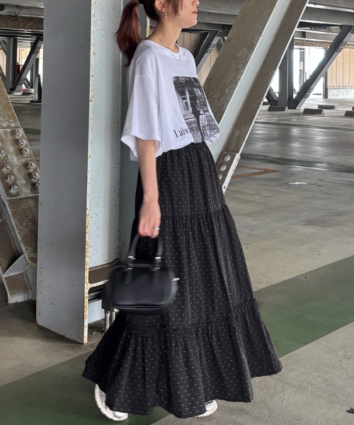 ISOOK(アイスー)の「【ISOOK / アイスー】ドットティアードスカート / ロングスカート マキシスカート フリルスカート 水玉 ZOZOTOWN限定(スカート・レディース・ホワイト/ブラック・FREE)」の18枚目の写真