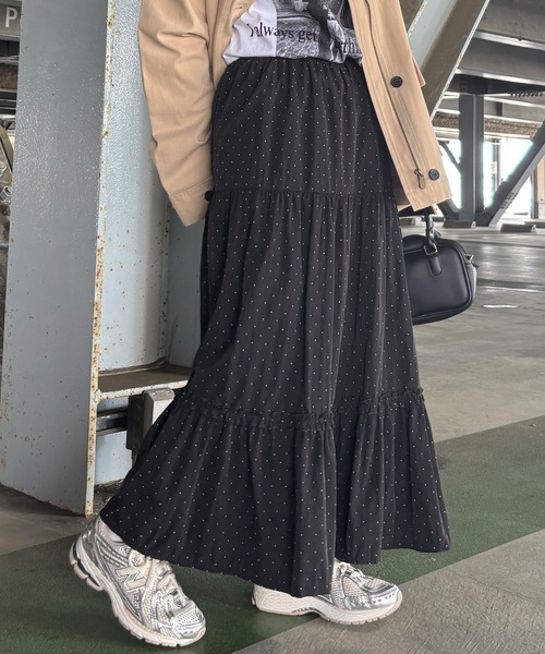 ISOOK(アイスー)の「【ISOOK / アイスー】ドットティアードスカート / ロングスカート マキシスカート フリルスカート 水玉 ZOZOTOWN限定(スカート・レディース・ホワイト/ブラック・FREE)」の21枚目の写真