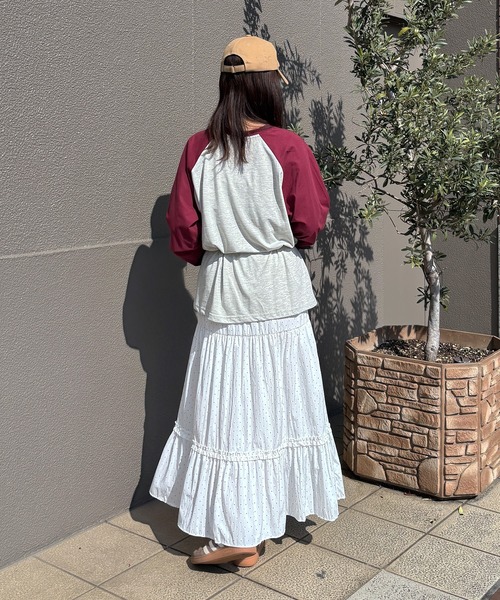 ISOOK(アイスー)の「【ISOOK / アイスー】ドットティアードスカート / ロングスカート マキシスカート フリルスカート 水玉 ZOZOTOWN限定(スカート・レディース・ホワイト/ブラック・FREE)」の3枚目の写真