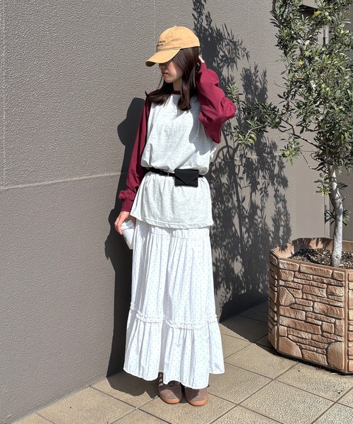 ISOOK(アイスー)の「【ISOOK / アイスー】ドットティアードスカート / ロングスカート マキシスカート フリルスカート 水玉 ZOZOTOWN限定(スカート・レディース・ホワイト/ブラック・FREE)」の13枚目の写真
