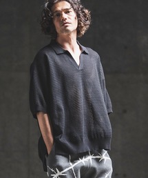 mhs2615- Sheer Texture Skipper Polo スキッパーポロシャツ(202-039-gls-cg)