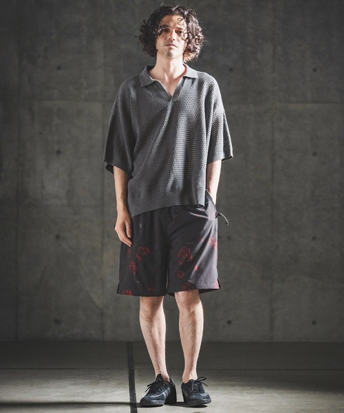 GLIMCLAP(グリムクラップ)の「mhs2615- Sheer Texture Skipper Polo スキッパーポロシャツ(202-039-gls-cg)(ポロシャツ・メンズ・パープル/オフホワイト/チャコールグレー/ブラック・S/M/L)」の14枚目の写真