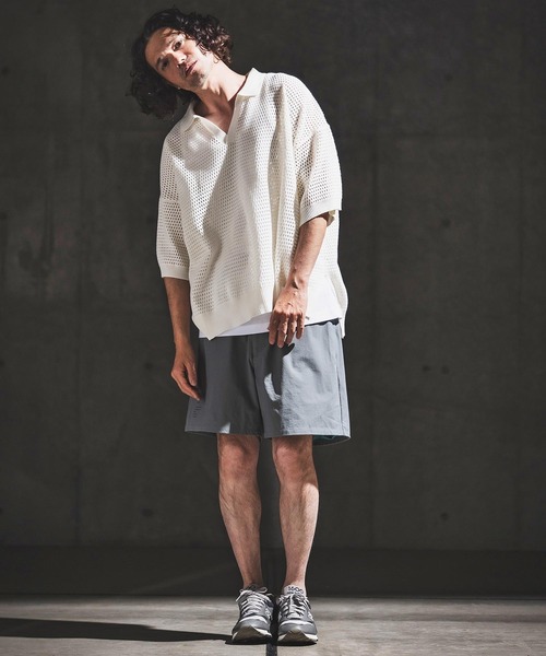 GLIMCLAP(グリムクラップ)の「mhs2615- Sheer Texture Skipper Polo スキッパーポロシャツ(202-039-gls-cg)(ポロシャツ・メンズ・パープル/オフホワイト/チャコールグレー/ブラック・S/M/L)」の19枚目の写真