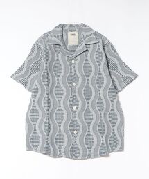 OAS（オーエーエス）の「SS SHIRT/OAS / ウェーブ総柄オープンカラー半袖シャツ ブルーグレー 開襟 リゾートシャツ チェック調 夏（シャツ/ブラウス）」