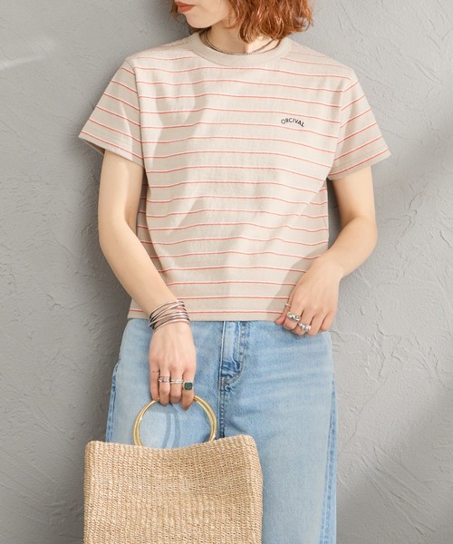 ORCIVAL（オーシバル）の「[ORCIVAL/オーシバル] ロゴ刺繍 ショートスリーブ Tシャツ（Tシャツ/カットソー・レディース・ベージュ系その他/ブルー系その他/オフホワイト/サックスブルー/ブラック・2）」の3枚目の写真