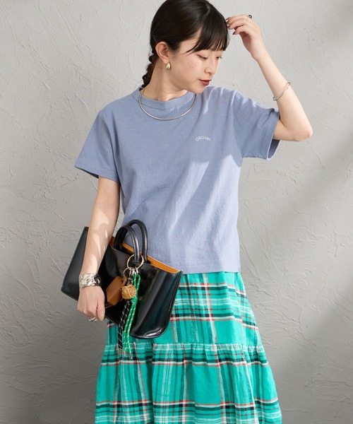 ORCIVAL（オーシバル）の「[ORCIVAL/オーシバル] ロゴ刺繍 ショートスリーブ Tシャツ（Tシャツ/カットソー・レディース・ベージュ系その他/ブルー系その他/オフホワイト/サックスブルー/ブラック・2）」の4枚目の写真