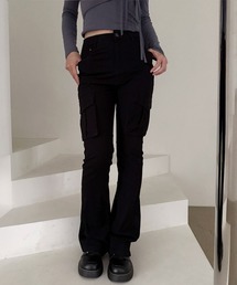 ローライズ ブーツカット コットン カーゴ パンツ
