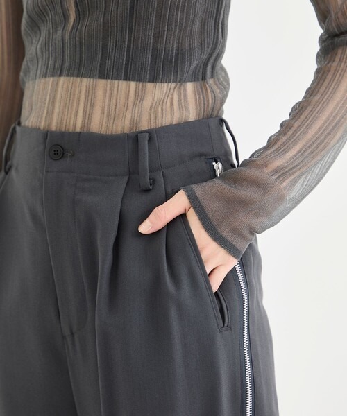08sircus（ゼロエイトサーカス）の「[08sircus/08サーカス]Dobby cloth side zip pants（その他パンツ・レディース・ダークグレー/ブラック・1/0）」の20枚目の写真