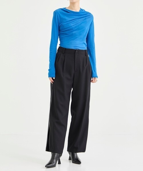 08sircus（ゼロエイトサーカス）の「[08sircus/08サーカス]Dobby cloth side zip pants（その他パンツ・レディース・ダークグレー/ブラック・1/0）」の21枚目の写真