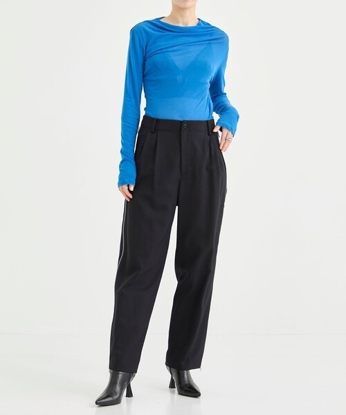 08sircus（ゼロエイトサーカス）の「[08sircus/08サーカス]Dobby cloth side zip pants（その他パンツ・レディース・ダークグレー/ブラック・1/0）」の22枚目の写真