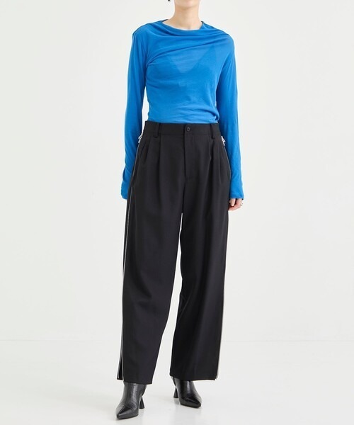 08sircus（ゼロエイトサーカス）の「[08sircus/08サーカス]Dobby cloth side zip pants（その他パンツ・レディース・ダークグレー/ブラック・1/0）」の3枚目の写真