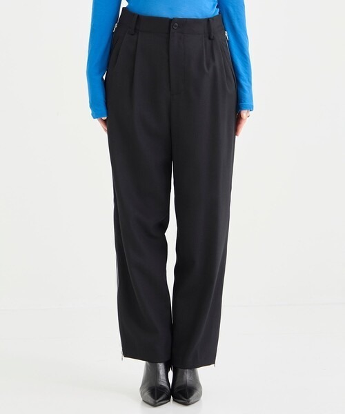 08sircus（ゼロエイトサーカス）の「[08sircus/08サーカス]Dobby cloth side zip pants（その他パンツ・レディース・ダークグレー/ブラック・1/0）」の4枚目の写真