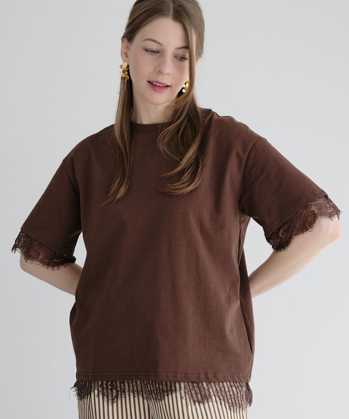 ZAKKA-BOX(ザッカボックス)の「バックレースデザインプルオーバー(Tシャツ/カットソー・レディース・ブラウン/ホワイト・FREE)」の6枚目の写真