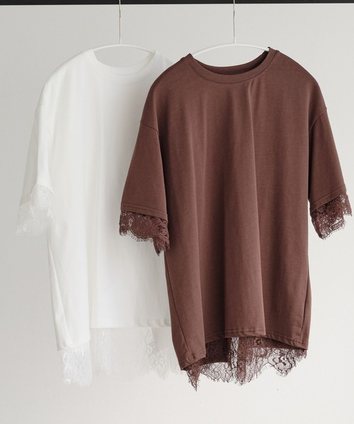 ZAKKA-BOX(ザッカボックス)の「バックレースデザインプルオーバー(Tシャツ/カットソー・レディース・ブラウン/ホワイト・FREE)」の14枚目の写真