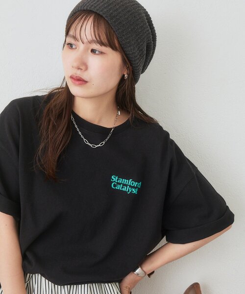DISCOAT（ディスコート）の「【Enlude】バックロゴプリントTシャツ《ユニセックス》（Tシャツ/カットソー・レディース・ブラック/チャコールグレー/オフホワイト・FREE）」の2枚目の写真
