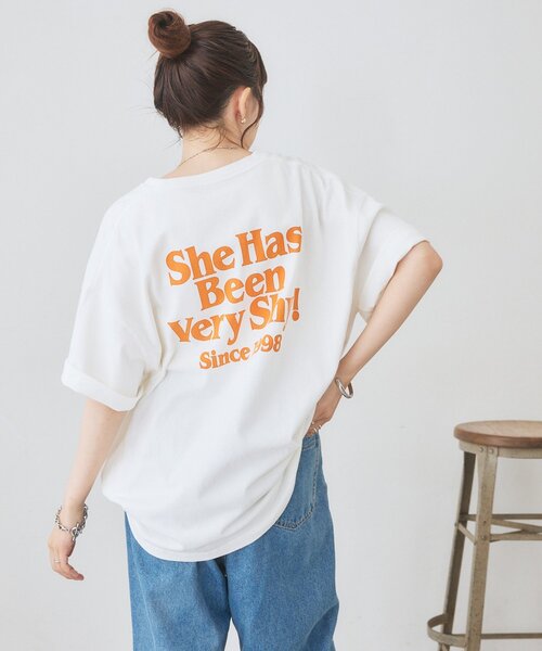DISCOAT（ディスコート）の「【Enlude】バックロゴプリントTシャツ《ユニセックス》（Tシャツ/カットソー・レディース・ブラック/チャコールグレー/オフホワイト・FREE）」の6枚目の写真