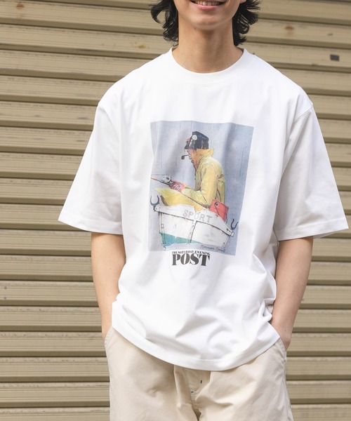 FORK&SPOON(フォークアンドスプーン)の「FORK&SPOON Norman Rockwell Short-SleeveT-shirts(Tシャツ/カットソー・メンズ・オフホワイト/チャコールグレー・5/4)」の2枚目の写真