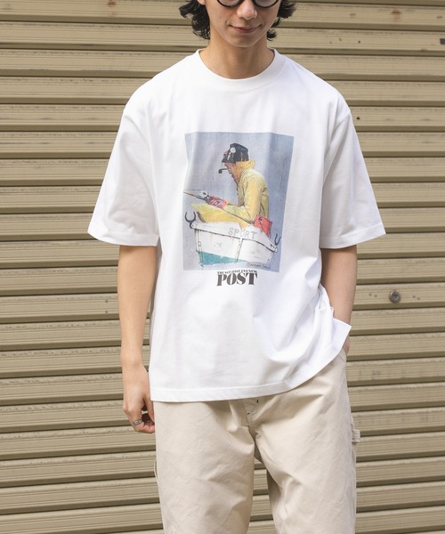 FORK&SPOON(フォークアンドスプーン)の「FORK&SPOON Norman Rockwell Short-SleeveT-shirts(Tシャツ/カットソー・メンズ・オフホワイト/チャコールグレー・5/4)」の4枚目の写真