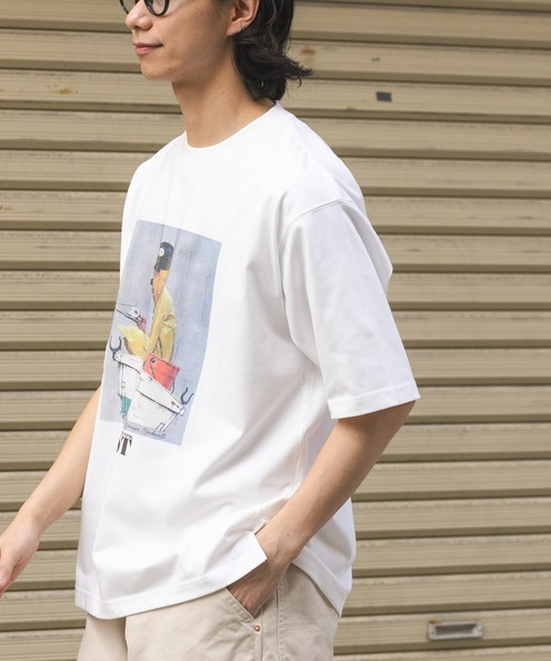 FORK&SPOON(フォークアンドスプーン)の「FORK&SPOON Norman Rockwell Short-SleeveT-shirts(Tシャツ/カットソー・メンズ・オフホワイト/チャコールグレー・5/4)」の5枚目の写真
