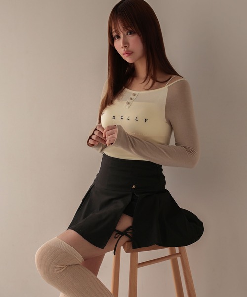 M DOLLY(エムドリー)の「*M DOLLY original* Ribbon box lucy pleats mini skirt/リボンボックスルーシー プリーツミニスカート(スカート・レディース・ベージュ/ブラック・M/S)」の22枚目の写真