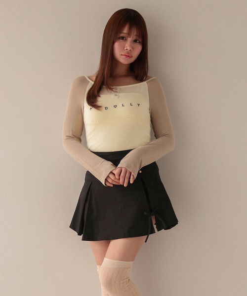 M DOLLY(エムドリー)の「*M DOLLY original* Ribbon box lucy pleats mini skirt/リボンボックスルーシー プリーツミニスカート(スカート・レディース・ベージュ/ブラック・M/S)」の20枚目の写真