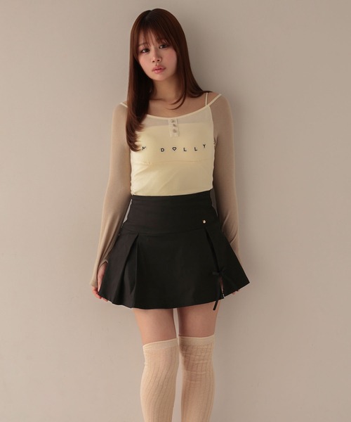 M DOLLY(エムドリー)の「*M DOLLY original* Ribbon box lucy pleats mini skirt/リボンボックスルーシー プリーツミニスカート(スカート・レディース・ベージュ/ブラック・M/S)」の18枚目の写真