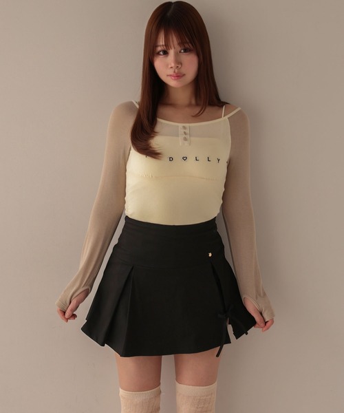 M DOLLY(エムドリー)の「*M DOLLY original* Ribbon box lucy pleats mini skirt/リボンボックスルーシー プリーツミニスカート(スカート・レディース・ベージュ/ブラック・M/S)」の17枚目の写真