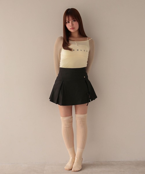 M DOLLY(エムドリー)の「*M DOLLY original* Ribbon box lucy pleats mini skirt/リボンボックスルーシー プリーツミニスカート(スカート・レディース・ベージュ/ブラック・M/S)」の16枚目の写真