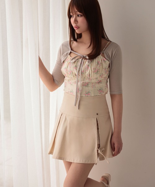 M DOLLY(エムドリー)の「*M DOLLY original* Ribbon box lucy pleats mini skirt/リボンボックスルーシー プリーツミニスカート(スカート・レディース・ベージュ/ブラック・M/S)」の9枚目の写真
