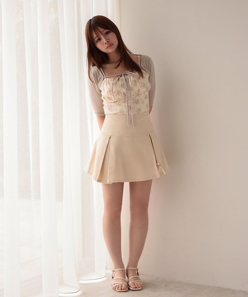 M DOLLY(エムドリー)の「*M DOLLY original* Ribbon box lucy pleats mini skirt/リボンボックスルーシー プリーツミニスカート(スカート・レディース・ベージュ/ブラック・M/S)」の8枚目の写真