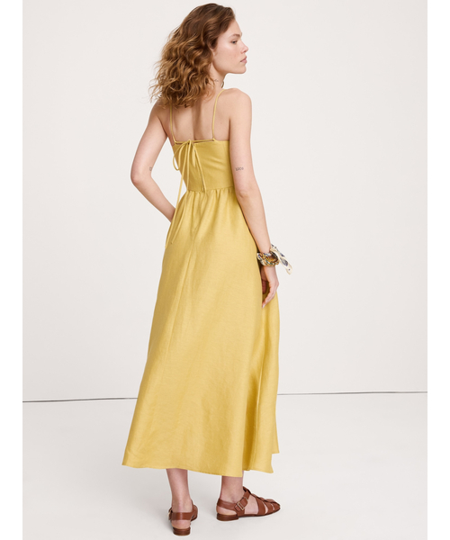 Banana Republic(バナナリパブリック)の「リネン コルセット ボタンダウン ドレス(ワンピース・レディース・イエロー・8/6/4/2/0)」の6枚目の写真