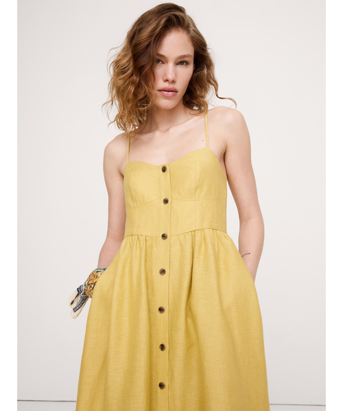 Banana Republic(バナナリパブリック)の「リネン コルセット ボタンダウン ドレス(ワンピース・レディース・イエロー・8/6/4/2/0)」の7枚目の写真