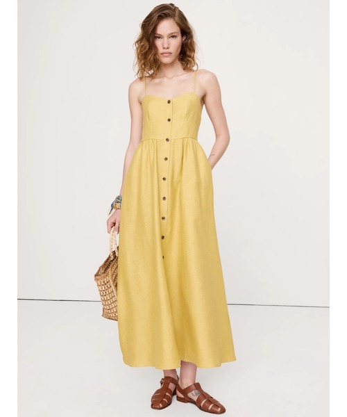 Banana Republic(バナナリパブリック)の「リネン コルセット ボタンダウン ドレス(ワンピース・レディース・イエロー・8/6/4/2/0)」の1枚目の写真