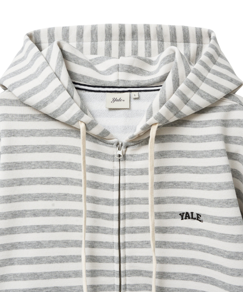 YALE(イェール)の「スモールアーチストライプフードジップアップ_ライトグレー(パーカー・レディース・その他・X-SMALL/SMALL/MEDIUM/LARGE/X-LARGE)」の4枚目の写真