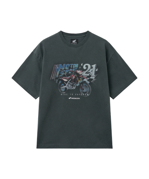 PHYPS MOTORCYCLE(フィップスモーターサイクル)の「Motor Sports Short Sleeve Charcoal(Tシャツ/カットソー・メンズ・その他・SMALL/MEDIUM/LARGE/X-LARGE)」の1枚目の写真