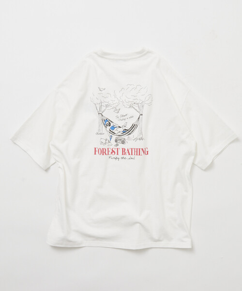 FREAK'S STORE（フリークスストア）の「限定展開 リラックスフィット バックプリント クルーネック Tシャツ/FOREST BATHING MAN TEE（Tシャツ/カットソー・メンズ・チャコールグレー/ベージュ/ネイビー/ホワイト・SMALL/MEDIUM/LARGE）」の5枚目の写真