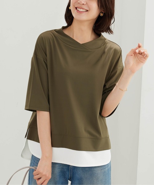 BELLUNA PLUS(ベルーナ)の「重ね着風プルオーバー&スカートセット(アンサンブル・レディース・カーキ/ブラック・LARGE/X-LARGE/MEDIUM)」の4枚目の写真