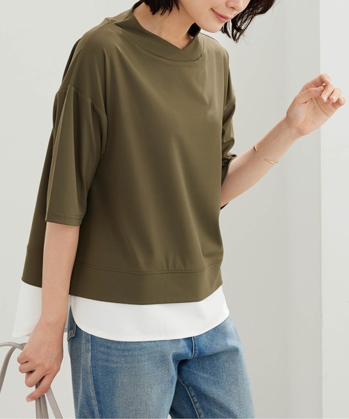 BELLUNA PLUS(ベルーナ)の「重ね着風プルオーバー&スカートセット(アンサンブル・レディース・カーキ/ブラック・LARGE/X-LARGE/MEDIUM)」の5枚目の写真