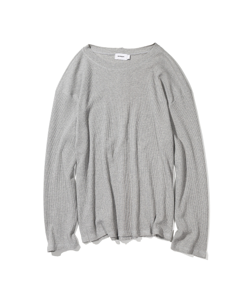MASSNOUN(マスノウン)の「ワッフルカットディバイドボートネックロングスリーブMSSLS002-GY(Tシャツ/カットソー・レディース・その他・MEDIUM/LARGE)」の1枚目の写真