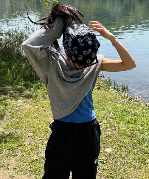 MASSNOUN(マスノウン)の「ワッフルカットディバイドボートネックロングスリーブMSSLS002-GY(Tシャツ/カットソー・レディース・その他・MEDIUM/LARGE)」の7枚目の写真