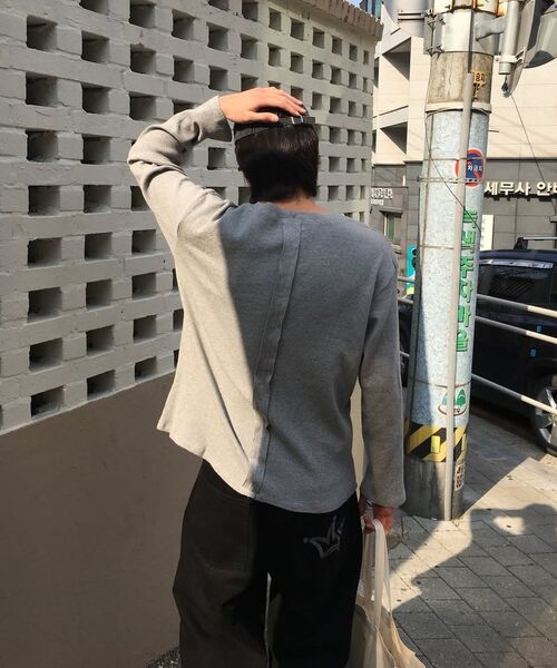 MASSNOUN(マスノウン)の「ワッフルカットディバイドボートネックロングスリーブMSSLS002-GY(Tシャツ/カットソー・レディース・その他・MEDIUM/LARGE)」の14枚目の写真