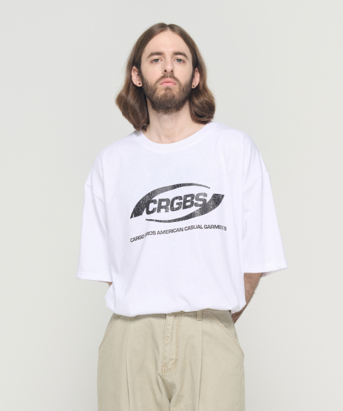 CARGOBROS(カーゴブロス)の「(ビッグサイズ) オーバーボックス ロゴ 半袖Tシャツ (クラック-ホワイト)(Tシャツ/カットソー・メンズ・その他・FREE)」の3枚目の写真