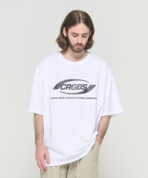 CARGOBROS(カーゴブロス)の「(ビッグサイズ) オーバーボックス ロゴ 半袖Tシャツ (クラック-ホワイト)(Tシャツ/カットソー・メンズ・その他・FREE)」の6枚目の写真
