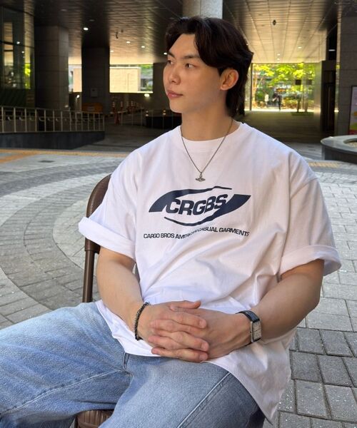 CARGOBROS(カーゴブロス)の「(ビッグサイズ) オーバーボックス ロゴ 半袖Tシャツ (クラック-ホワイト)(Tシャツ/カットソー・メンズ・その他・FREE)」の13枚目の写真