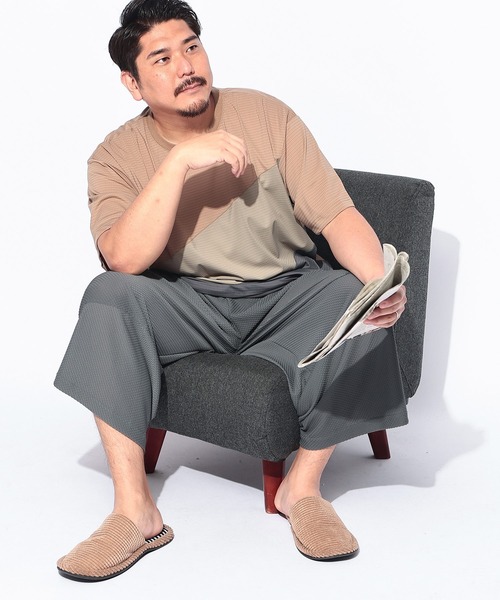 B&T CLUB(ビーティークラブ)の「Tシャツ 半袖 メンズ 大きいサイズ COOL&SPAN ジャガード ライン切替 クルーネック カットソー B&T CLUB (ビーアンドティークラブ)(Tシャツ/カットソー・メンズ・ダークグレー/ベージュ・X1(3L~4L)/X2(4L~5L)/X3(6L~7L)/X4(8L~9L))」の15枚目の写真