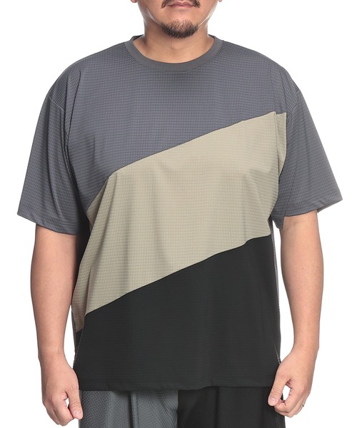 B&T CLUB(ビーティークラブ)の「Tシャツ 半袖 メンズ 大きいサイズ COOL&SPAN ジャガード ライン切替 クルーネック カットソー B&T CLUB (ビーアンドティークラブ)(Tシャツ/カットソー・メンズ・ダークグレー/ベージュ・X1(3L~4L)/X2(4L~5L)/X3(6L~7L)/X4(8L~9L))」の17枚目の写真