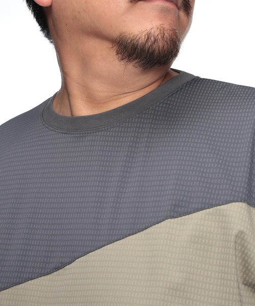 B&T CLUB(ビーティークラブ)の「Tシャツ 半袖 メンズ 大きいサイズ COOL&SPAN ジャガード ライン切替 クルーネック カットソー B&T CLUB (ビーアンドティークラブ)(Tシャツ/カットソー・メンズ・ダークグレー/ベージュ・X1(3L~4L)/X2(4L~5L)/X3(6L~7L)/X4(8L~9L))」の20枚目の写真