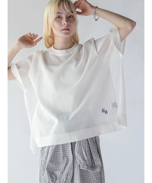 :ETHROF(イーサオブ)の「DOLMAN SLEEVE SHEER KNIT TOPS(ニット/セーター・レディース・オフホワイト/ブルー/ブラック・FREE)」の1枚目の写真