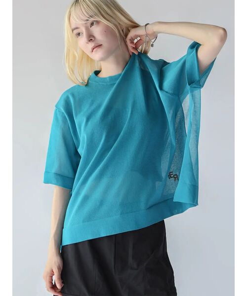 :ETHROF(イーサオブ)の「DOLMAN SLEEVE SHEER KNIT TOPS(ニット/セーター・レディース・オフホワイト/ブルー/ブラック・FREE)」の3枚目の写真